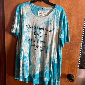 Women's Blue Tie-Dye Blouse